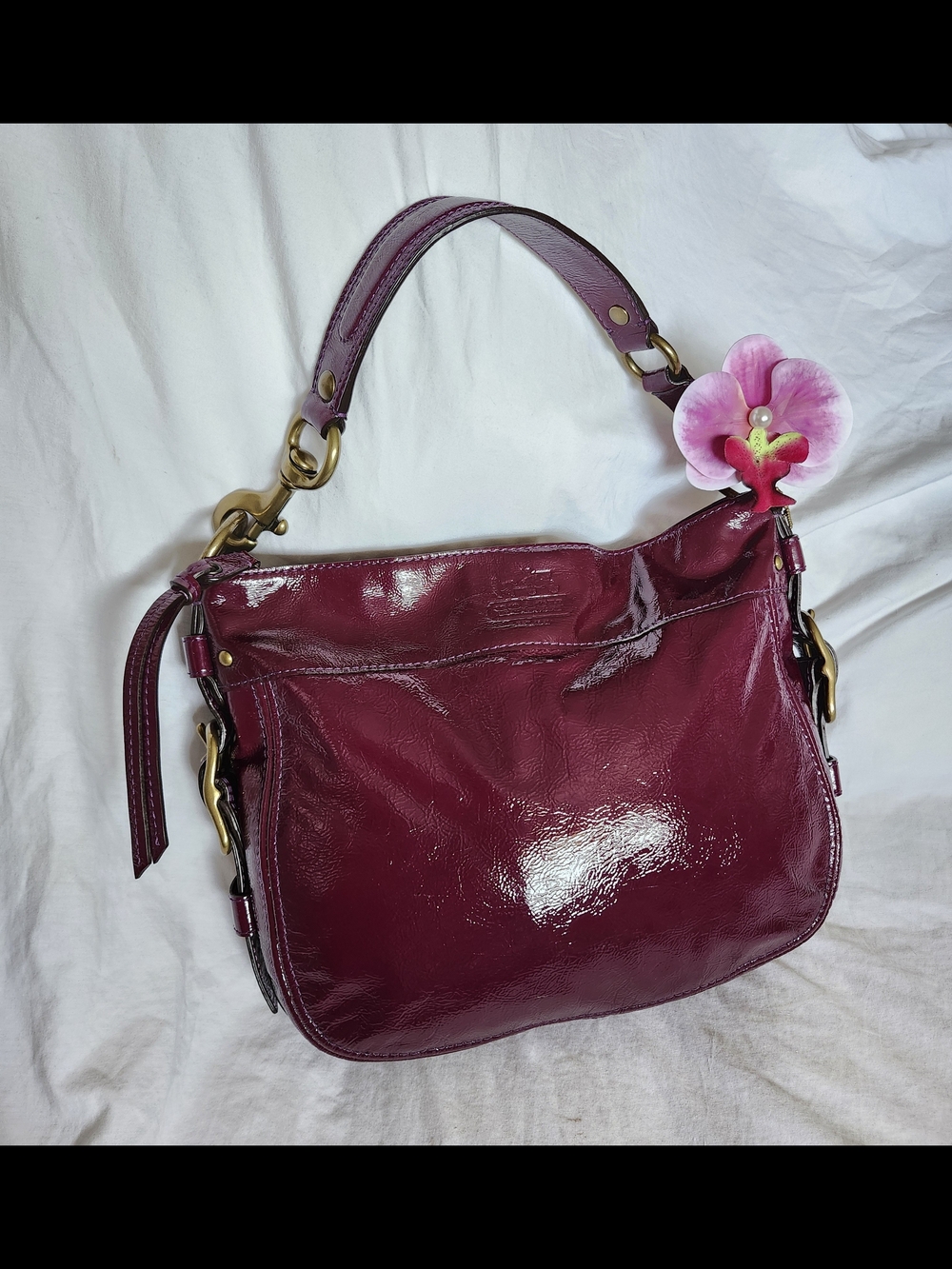 Vintage Coach Zoe Patent Leather Shoulder Bag Rare